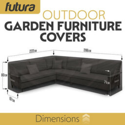 Futura Premium 600D L Shaped 222 X 286 X 80Cm Waterproof Garden Furniture Cover, Outdoor Patio Weatherproof Rattan Sofa Guard - thumbnail 5