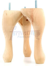 L&F Queen Anne Wooden Legs 200mm High Set Of 4 Raw Wood Furniture Feet Settee Chairs  Sofas Footstools M8 (8mm) - thumbnail 6