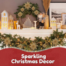 Festive Fix Poinsettia Christmas Decorations 24 Pack Gold Glitter Flowers Mixed Sizes 3 4 6 Inch For Tree Wreath Garland Displays - thumbnail 3