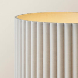 Valuelights Lenny Stone Grey Drum Lamp Shade Colour Drench Ribbed Fabric Midi Floor Lamp - thumbnail 4