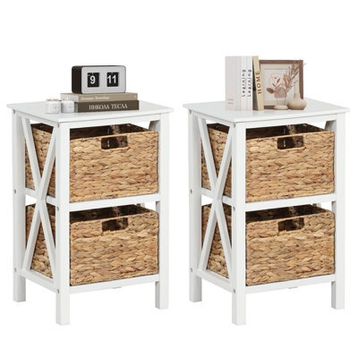 Costway Set Of 2 Nightstand 2-Tier Sofa Side Table X-Shaped 2-Drawer End Table - image 1