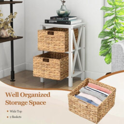 Costway Set Of 2 Nightstand 2-Tier Sofa Side Table X-Shaped 2-Drawer End Table - thumbnail 7