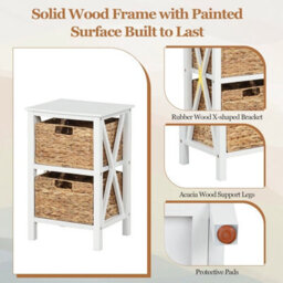 Costway Set Of 2 Nightstand 2-Tier Sofa Side Table X-Shaped 2-Drawer End Table - thumbnail 6