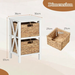 Costway Set Of 2 Nightstand 2-Tier Sofa Side Table X-Shaped 2-Drawer End Table - thumbnail 2