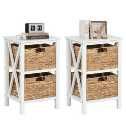 Costway Set Of 2 Nightstand 2-Tier Sofa Side Table X-Shaped 2-Drawer End Table - thumbnail 1