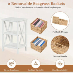 Costway Set Of 2 Nightstand 2-Tier Sofa Side Table X-Shaped 2-Drawer End Table - thumbnail 8