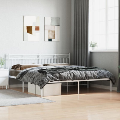 Berkfield Metal Bed Frame With Headboard White 183X213 Cm - image 1