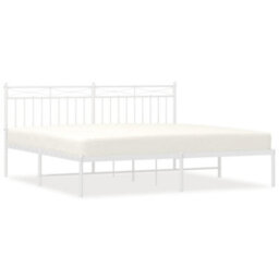 Berkfield Metal Bed Frame With Headboard White 183X213 Cm - thumbnail 2