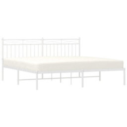 Berkfield Metal Bed Frame With Headboard White 183X213 Cm - thumbnail 3
