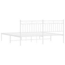 Berkfield Metal Bed Frame With Headboard White 183X213 Cm - thumbnail 7