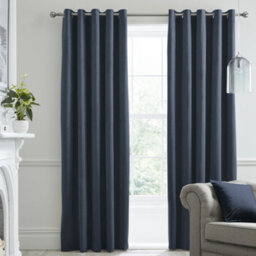 Laurence Llewelyn-Bowen Montrose Velvet Blackout-Coated Pair Of Navy Eyelet Curtains