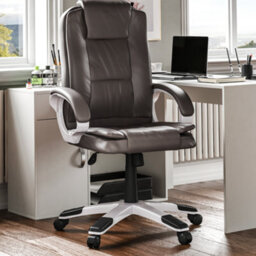 Lassic Vida Designs Charlton Brown Executive Office Computer Chair Ukfr Adjustable Swivel Pu Faux-Leather - thumbnail 1