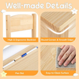Costway Kids Desk And Chair Set Wooden Toddler Craft Table Lift-Top With Paper Roll - thumbnail 9