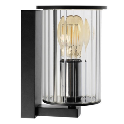 Luminosa Lighting Luminosa Norfolk Outdoor Wall Lantern Black, Clear Glass Shade E27, Ip44 - image 1