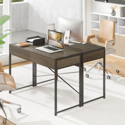 Costway Computer Desk 111 X 48 Cm Compact Writing Desk With 2 Drawers-Grey - thumbnail 6