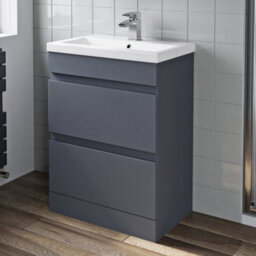 Aveli 600mm Bathroom Drawer Vanity Unit Basin Toilet Soft Close Seat Modern Gloss Grey - thumbnail 6