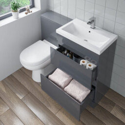 Affine 600mm Bathroom Drawer Vanity Unit Basin Toilet Soft Close Seat Modern Gloss Grey