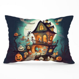 Warren Reed Designer Illustrations A Whimsical Haunted House Cushions 33Cm X 48Cm - thumbnail 1