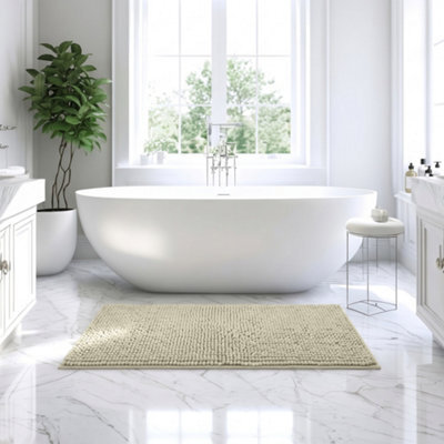 Moonlight Bedding Plush Chenille Bathroom Floor Mat Non-Slip Quick-Dry Absorbent Bathroom & Doorway Shower Rug Cream 60X90 Cm - image 1