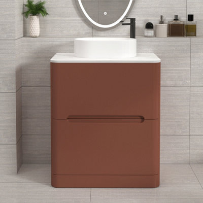 Royal Bathrooms Venice 700mm Terracotta Clay Freestanding Bathroom Countertop Vanity Unit 2 Drawer With Peak Basin - image 1