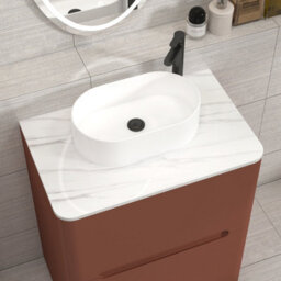 Royal Bathrooms Venice 700mm Terracotta Clay Freestanding Bathroom Countertop Vanity Unit 2 Drawer With Peak Basin - thumbnail 6