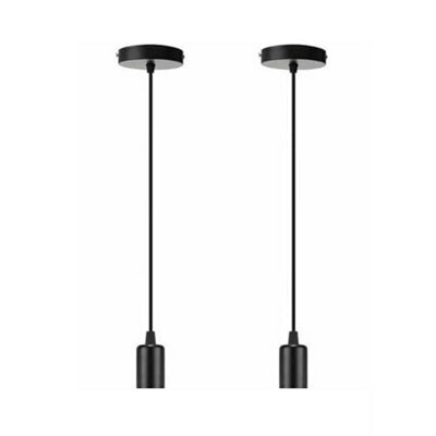 Ledsone 2 Pack Vintage Modern Industrial Ceiling Light 95Cm Black Round Adjustable Pvc Cable With E27 Lamp Holder - image 1