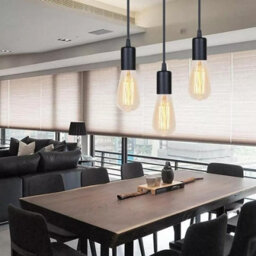 Ledsone 2 Pack Vintage Modern Industrial Ceiling Light 95Cm Black Round Adjustable Pvc Cable With E27 Lamp Holder - thumbnail 6