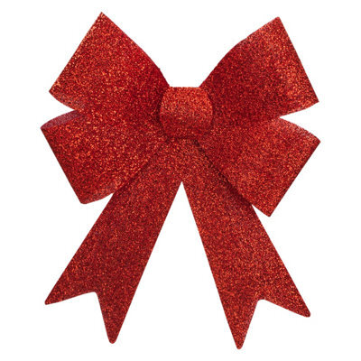 Tinsel Bow Christmas Decoration X 1 37Cm X 49Cm X 13Cm Red - image 1