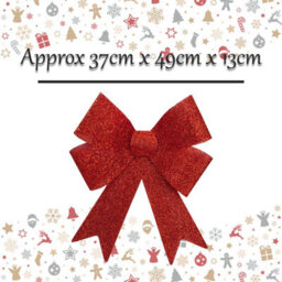 Tinsel Bow Christmas Decoration X 1 37Cm X 49Cm X 13Cm Red - thumbnail 2