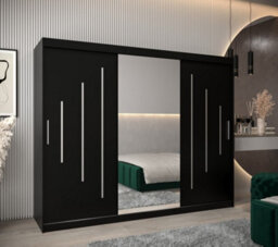 Arte York I Mirrored Sliding Door Wardrobe In Black 2500mm (W)2000mm (H)2500mm (D)620mm - Smart And Stylish Storage Solution - thumbnail 2