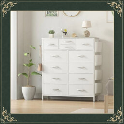 Elegant Tall Chest Of Drawers With 12 Fabric Drawers For Stylish Storage - thumbnail 4