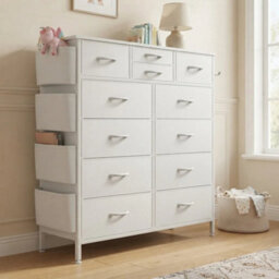 Elegant Tall Chest Of Drawers With 12 Fabric Drawers For Stylish Storage - thumbnail 5
