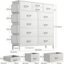 Elegant Tall Chest Of Drawers With 12 Fabric Drawers For Stylish Storage - thumbnail 2