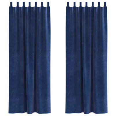 Berkfield Elegant Blackout Curtains With Hanging Loops 2 Pcs Dark Blue Velvet - image 1