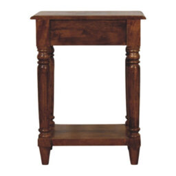 Artisan Furniture Solid Wood Turned Legs Chestnut Side Table, 1 Drawer And 1 Lower Shelf, Dark Brown - thumbnail 9
