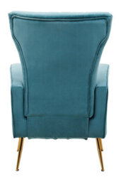Orsina Green Velvet Chair With Gold Finish Legs, Vertical Channel Tufted Comfort Seat, Winged-Back Velvet Armchair - thumbnail 4