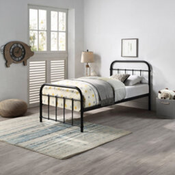 SlumberWorx Tewin Vintage Hospital Style Black Single Metal Bed Frame - thumbnail 1