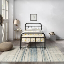 SlumberWorx Tewin Vintage Hospital Style Black Single Metal Bed Frame - thumbnail 2