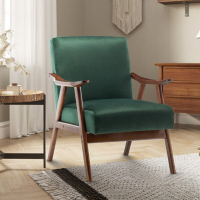 Velvet Bottle Green Selma Accent Chair - image 1