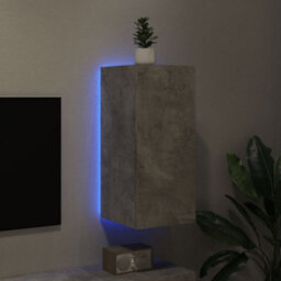 Berkfield Tv Wall Cabinet With Led Lights Concrete Grey 30.5X35X70 Cm - thumbnail 4