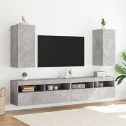 Berkfield Tv Wall Cabinet With Led Lights Concrete Grey 30.5X35X70 Cm - thumbnail 6