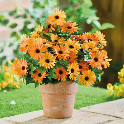 Gainsborough Set Of 3 Artificial Flower Picks, African Daisy Gazania For Pots And Planters, Indoor And Outdoor Use, H32Cm - image 1