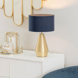 Valuelights Jax Gold Metal Touch Dimmer Table Lamp With Navy Blue Drum Shade - thumbnail 5
