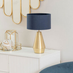 Valuelights Jax Gold Metal Touch Dimmer Table Lamp With Navy Blue Drum Shade - thumbnail 4