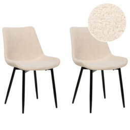 Beliani Set Of 2 Dining Chairs Avilla Boucle Beige - thumbnail 1