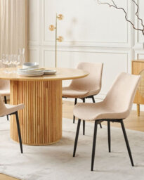 Beliani Set Of 2 Dining Chairs Avilla Boucle Beige - thumbnail 2