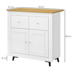 Wyld Haus Dielro White And Natural Wood-Effect Farmhouse Sideboard - 2 Drawers, Double-Door Cupboard, Soft-Close - thumbnail 4