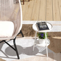 Outsunny Round Garden Table, 2-Tier Metal Patio Table Coffee Table, White - thumbnail 9