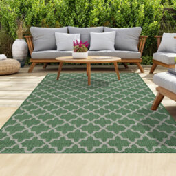 Homeart Outdoor Rugs Easy Cleaning Area Rugs For Balcony,garden,picnic,uv Weather Resistant Green Cream Classic, 200 X 290 Cm