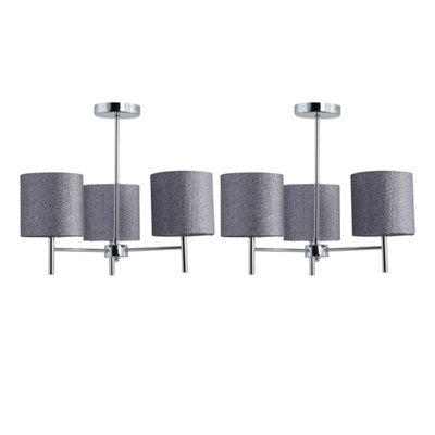 First Choice Lighting Set Of 2 Brea - Chrome Light Fittings With Silvery Grey Glitter Shades - image 1